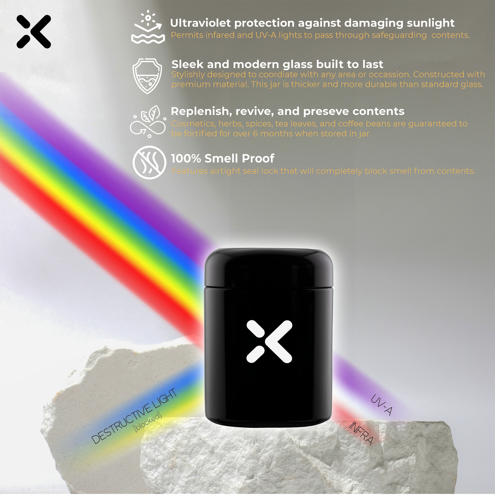 500 ml Airtight UV Glass Screw Top Jar - Image 5